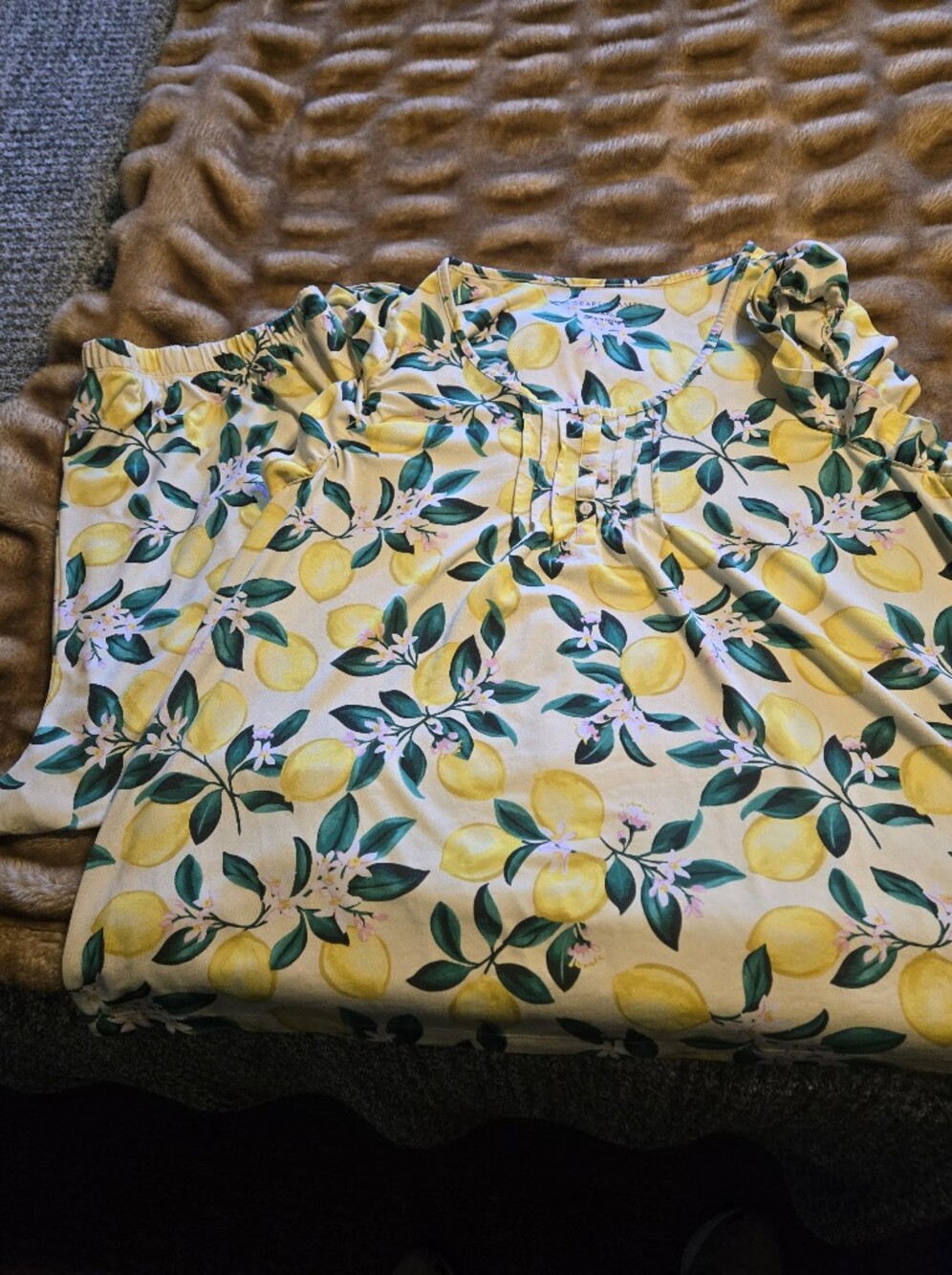 Draper James Lemon Print Pajama Set in Yellow and Green